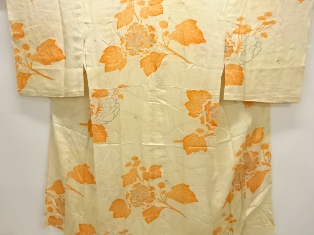 JAPANESE KIMONO / ANTIQUE HITOE JUBAN / SILK / KINSHA / PEONY